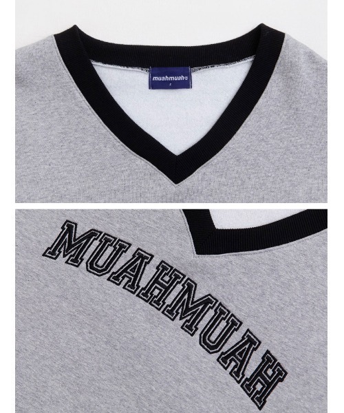 A'GEM/9 × .kom『muah muah/ムーアムーア』LINE COMBI V-NECK MTM/ラインコンビ Ｖネックスウェットシャツ（スウェット）｜muahmuah（ムーアムーア）