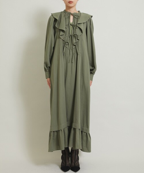 MATURED(マチュアード)の「【MATURED】フリルカラーワンピース(チュニック・レディース・カーキ/ブルー・FREE)」の10枚目の写真