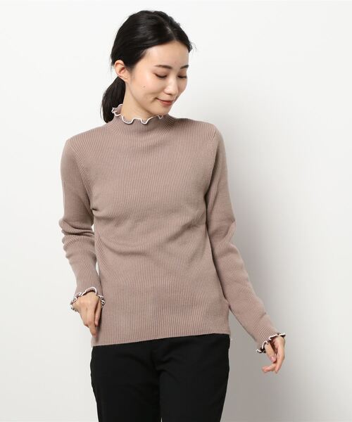 libelle more（リベル モア）の「12Gスフレニット　配色メロープルオーバー（ニット/セーター・レディース・ブラック/モカ/ピンク/カーキ/オフホワイト・L/M）」の4枚目の写真