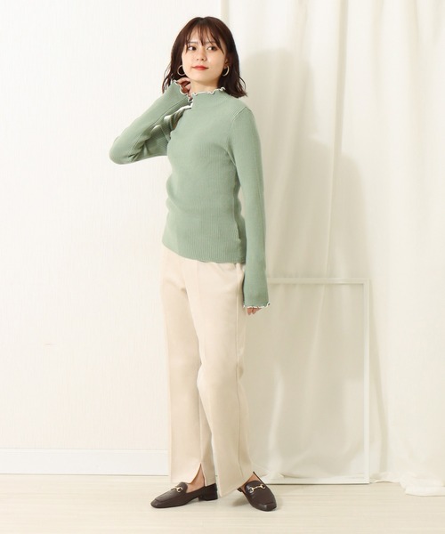 libelle more（リベル モア）の「12Gスフレニット　配色メロープルオーバー（ニット/セーター・レディース・ブラック/モカ/ピンク/カーキ/オフホワイト・L/M）」の9枚目の写真