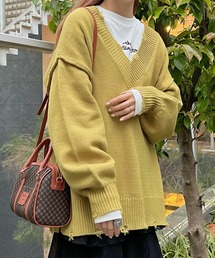 WEGO | WEGO/ビックダメージVネックニット(ニット/セーター)