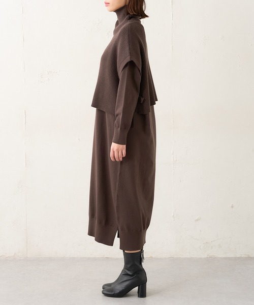 Lui's(ルイス)の「レイヤードベストコンビニットワンピース(ワンピース・レディース・ブラウン/ブラック・FREE)」の6枚目の写真