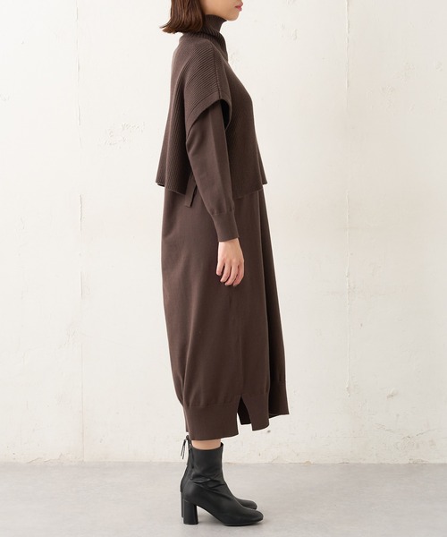 Lui's(ルイス)の「レイヤードベストコンビニットワンピース(ワンピース・レディース・ブラウン/ブラック・FREE)」の8枚目の写真