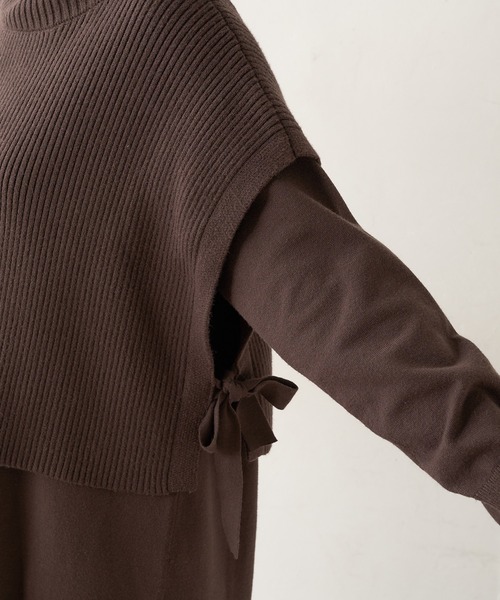 Lui's(ルイス)の「レイヤードベストコンビニットワンピース(ワンピース・レディース・ブラウン/ブラック・FREE)」の7枚目の写真