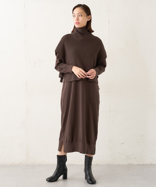 Lui's(ルイス)の「レイヤードベストコンビニットワンピース(ワンピース・レディース・ブラウン/ブラック・FREE)」の11枚目の写真