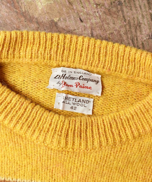 Alan Paine（アランペイン）の「【ヴィンテージ古着】ALAN PAINE/アランペイン ウールセーター ボーダー柄（ニット/セーター・メンズ・イエロー・42）」の7枚目の写真