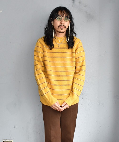 Alan Paine（アランペイン）の「【ヴィンテージ古着】ALAN PAINE/アランペイン ウールセーター ボーダー柄（ニット/セーター・メンズ・イエロー・42）」の4枚目の写真