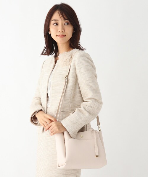 OPAQUE.CLIP(オペークドットクリップ)の「◆ダブルポケットミドルトートバッグ【軽量・抗菌防臭加工裏地使用】(トートバッグ・レディース・ライトブルー/ブラック/グレー/オフホワイト/ライトグリーン・00)」の2枚目の写真