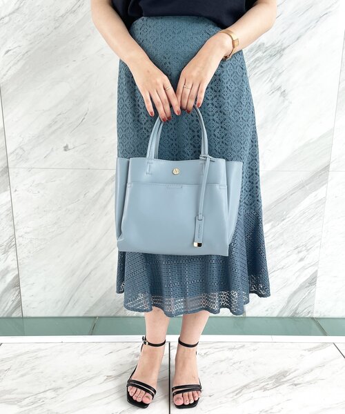 OPAQUE.CLIP(オペークドットクリップ)の「◆ダブルポケットミドルトートバッグ【軽量・抗菌防臭加工裏地使用】(トートバッグ・レディース・ライトブルー/ブラック/グレー/オフホワイト/ライトグリーン・00)」の9枚目の写真