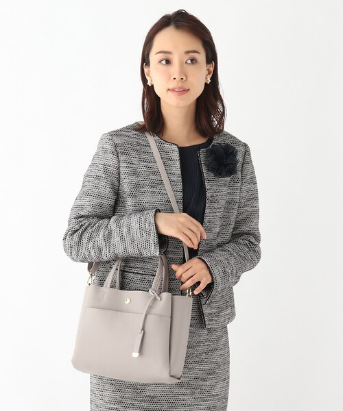 OPAQUE.CLIP(オペークドットクリップ)の「◆ダブルポケットミドルトートバッグ【軽量・抗菌防臭加工裏地使用】(トートバッグ・レディース・ライトブルー/ブラック/グレー/オフホワイト/ライトグリーン・00)」の13枚目の写真