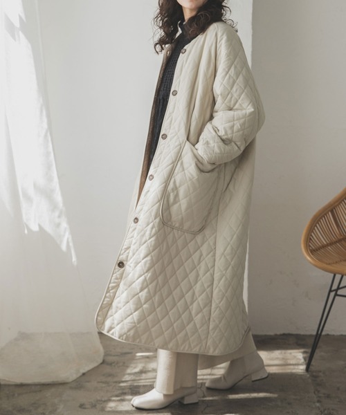 キルト×ボアリバーシブルロングコート（その他アウター）｜rectangle