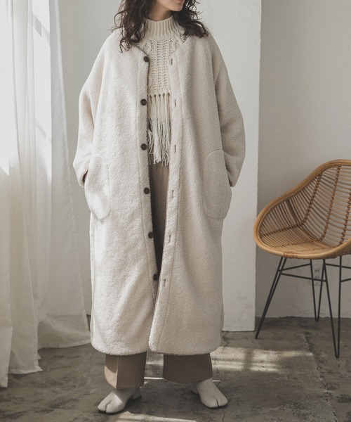 キルト×ボアリバーシブルロングコート（その他アウター）｜rectangle  