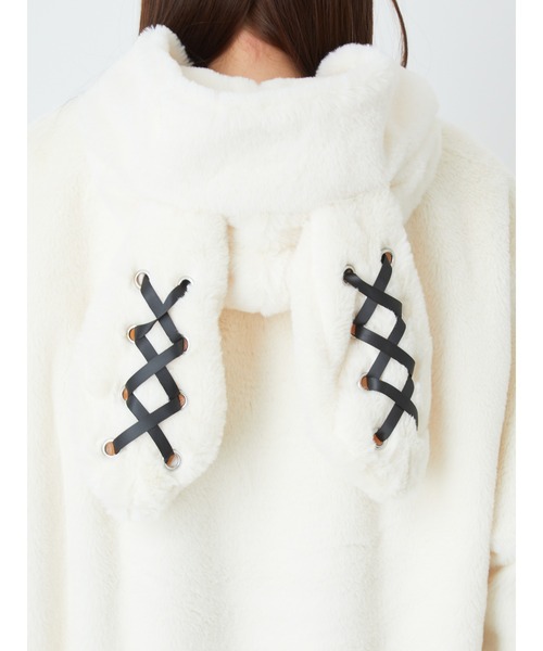 Ank Rouge（アンクルージュ）の「スピンドルうさちゃんフェイクファーコート（その他アウター・レディース・ブラック/ピンク/アイボリー・M）」の5枚目の写真