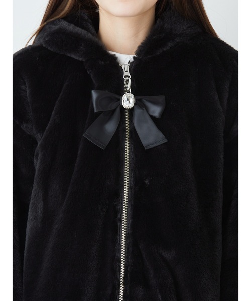 Ank Rouge（アンクルージュ）の「スピンドルうさちゃんフェイクファーコート（その他アウター・レディース・ブラック/ピンク/アイボリー・M）」の15枚目の写真