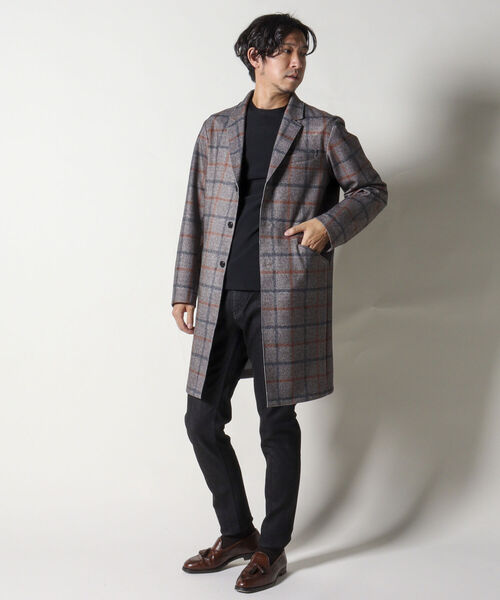 Stutostein Nolley's(シュテットシュタインノーリーズ)の「【Stutostein/シュテットシュタイン】ダウンファブリックチェスターコート(チェスターコート・メンズ・ベージュ系その他/インディゴブルー・MEDIUM/LARGE)」の3枚目の写真