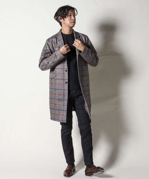 Stutostein Nolley's(シュテットシュタインノーリーズ)の「【Stutostein/シュテットシュタイン】ダウンファブリックチェスターコート(チェスターコート・メンズ・ベージュ系その他/インディゴブルー・MEDIUM/LARGE)」の4枚目の写真