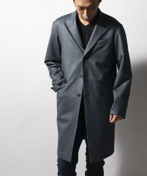 Stutostein Nolley's(シュテットシュタインノーリーズ)の「【Stutostein/シュテットシュタイン】ダウンファブリックチェスターコート(チェスターコート・メンズ・ベージュ系その他/インディゴブルー・MEDIUM/LARGE)」の9枚目の写真