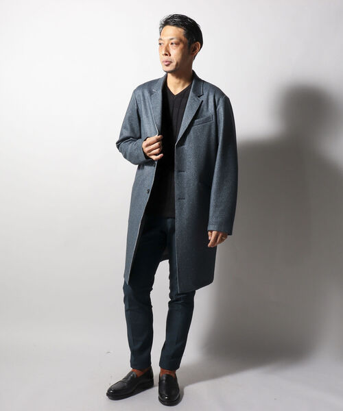 Stutostein Nolley's(シュテットシュタインノーリーズ)の「【Stutostein/シュテットシュタイン】ダウンファブリックチェスターコート(チェスターコート・メンズ・ベージュ系その他/インディゴブルー・MEDIUM/LARGE)」の10枚目の写真