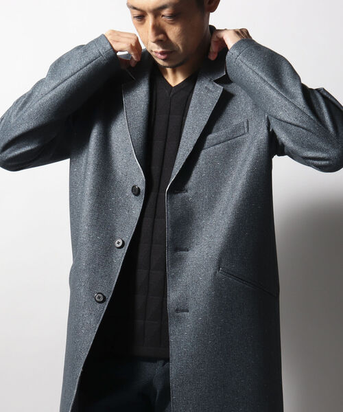 Stutostein Nolley's(シュテットシュタインノーリーズ)の「【Stutostein/シュテットシュタイン】ダウンファブリックチェスターコート(チェスターコート・メンズ・ベージュ系その他/インディゴブルー・MEDIUM/LARGE)」の12枚目の写真