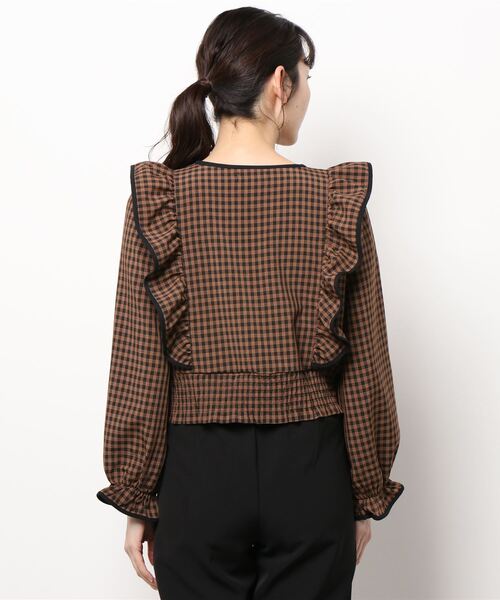 Hamble by Par Avion(ハンブルバイパラビオン)の「肩フリルブラウス(シャツ/ブラウス・レディース・ブラウン/グリーン・ONESIZE)」の7枚目の写真