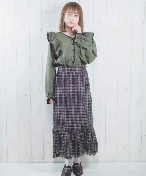 Hamble by Par Avion(ハンブルバイパラビオン)の「肩フリルブラウス(シャツ/ブラウス・レディース・ブラウン/グリーン・ONESIZE)」の17枚目の写真