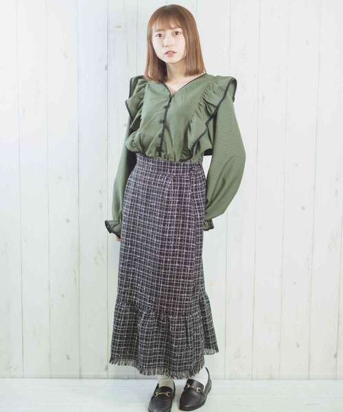 Hamble by Par Avion(ハンブルバイパラビオン)の「肩フリルブラウス(シャツ/ブラウス・レディース・ブラウン/グリーン・ONESIZE)」の20枚目の写真