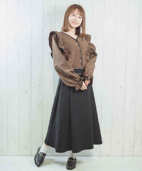 Hamble by Par Avion(ハンブルバイパラビオン)の「肩フリルブラウス(シャツ/ブラウス・レディース・ブラウン/グリーン・ONESIZE)」の10枚目の写真