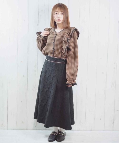 Hamble by Par Avion(ハンブルバイパラビオン)の「肩フリルブラウス(シャツ/ブラウス・レディース・ブラウン/グリーン・ONESIZE)」の5枚目の写真