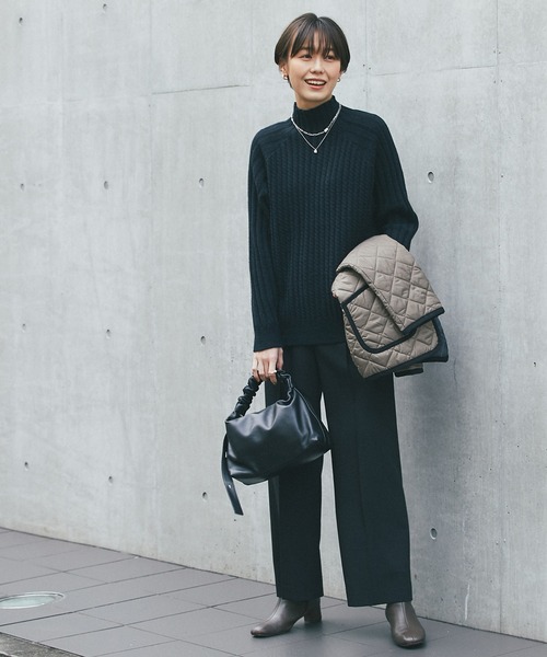 un dix cors（アンディコール）の「ここでしか手に入らない！【WEB限定】ケーブル編みスタンドネック（ニット/セーター・レディース・ブラック/グレー/アイボリー/グレイッシュベージュ・FREE）」の8枚目の写真