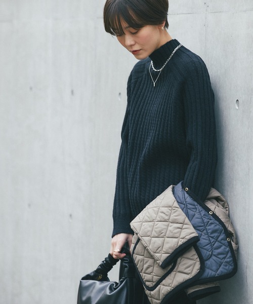 un dix cors（アンディコール）の「ここでしか手に入らない！【WEB限定】ケーブル編みスタンドネック（ニット/セーター・レディース・ブラック/グレー/アイボリー/グレイッシュベージュ・FREE）」の17枚目の写真