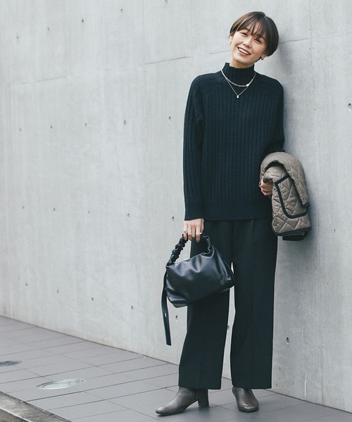 un dix cors（アンディコール）の「ここでしか手に入らない！【WEB限定】ケーブル編みスタンドネック（ニット/セーター・レディース・ブラック/グレー/アイボリー/グレイッシュベージュ・FREE）」の18枚目の写真