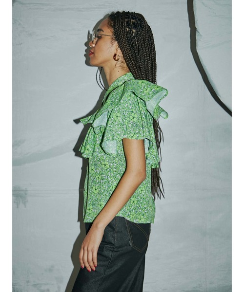 PAMEO POSE(パメオポーズ)の「Flower Queen Blouse(シャツ/ブラウス・レディース・グリーン/オレンジ・FREE)」の8枚目の写真