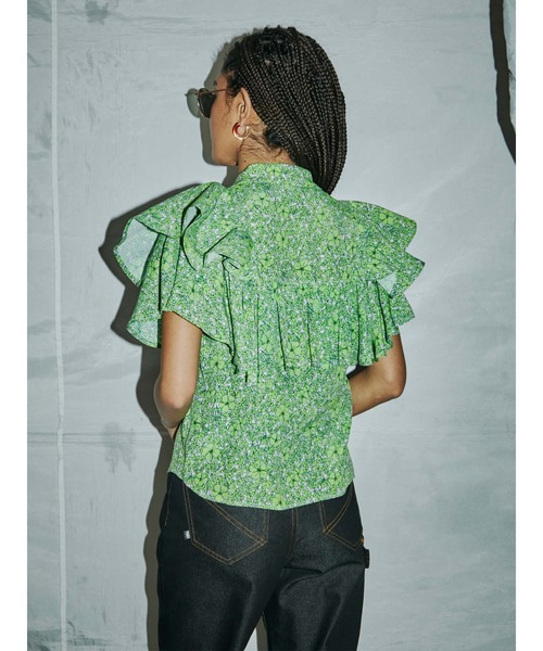 PAMEO POSE(パメオポーズ)の「Flower Queen Blouse(シャツ/ブラウス・レディース・グリーン/オレンジ・FREE)」の10枚目の写真
