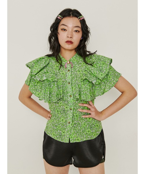 PAMEO POSE(パメオポーズ)の「Flower Queen Blouse(シャツ/ブラウス・レディース・グリーン/オレンジ・FREE)」の16枚目の写真