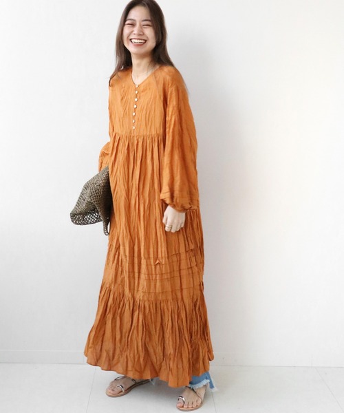 JOURNAL STANDARD relume(ジャーナルスタンダード レリューム)の「コットンボイルクリンクルヘムタック2wayワンピース◆(ワンピース・レディース・グリーン/キャメル/ナチュラル/ブラック・FREE)」の14枚目の写真