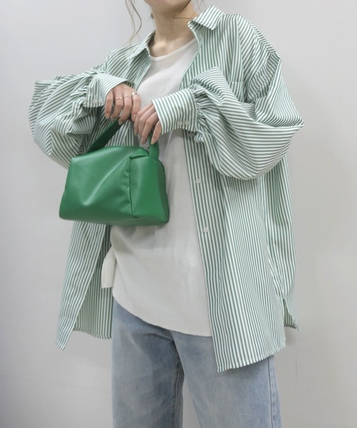 CORNERS（コーナーズ）の「オーバーサイズストライプシャツ（シャツ/ブラウス・レディース・ネイビー/サックスブルー/グリーン/ブラック/ピンク/オレンジ・M）」の12枚目の写真