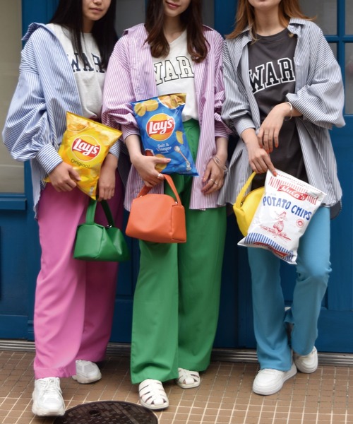 CORNERS(コーナーズ)の「オーバーサイズストライプシャツ(シャツ/ブラウス・レディース・ネイビー/サックスブルー/グリーン/ピンク/オレンジ・M)」の11枚目の写真