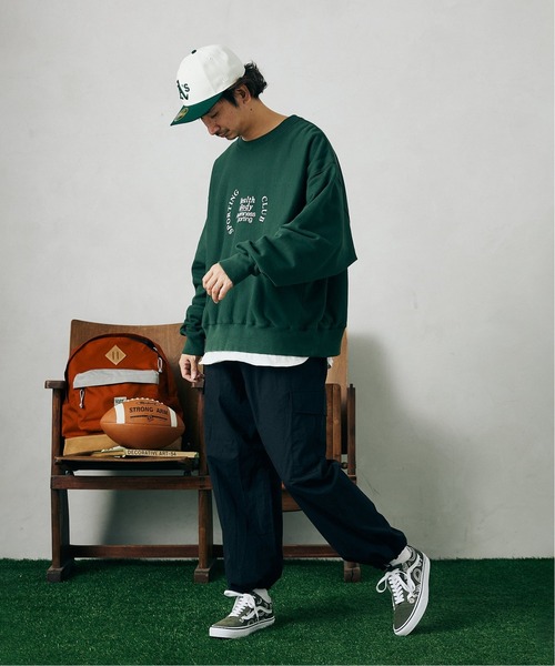 JOURNAL STANDARD relume（ジャーナルスタンダード　レリューム）の「Relume Sports Wear 420g オーバーサイズ プリントスウェット（スウェット・メンズ・グリーン/ナチュラル/ネイビー・LARGE/MEDIUM）」の4枚目の写真