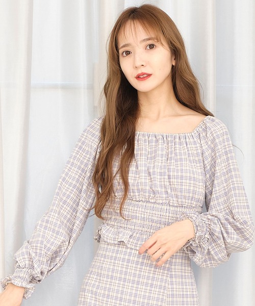 TITTY&CO.（ティティーアンドコー）の「チェックフリルトップス（シャツ/ブラウス・レディース・ブラック/ライトブルー/グリーン・FREE）」の3枚目の写真