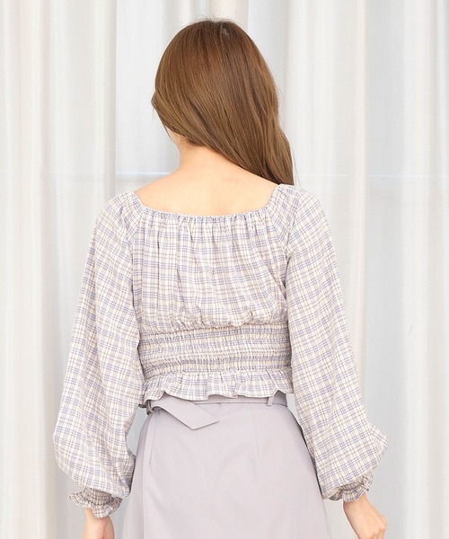 TITTY&CO.（ティティーアンドコー）の「チェックフリルトップス（シャツ/ブラウス・レディース・ブラック/ライトブルー/グリーン・FREE）」の5枚目の写真