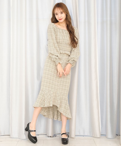 TITTY&CO.（ティティーアンドコー）の「チェックフリルトップス（シャツ/ブラウス・レディース・ブラック/ライトブルー/グリーン・FREE）」の7枚目の写真