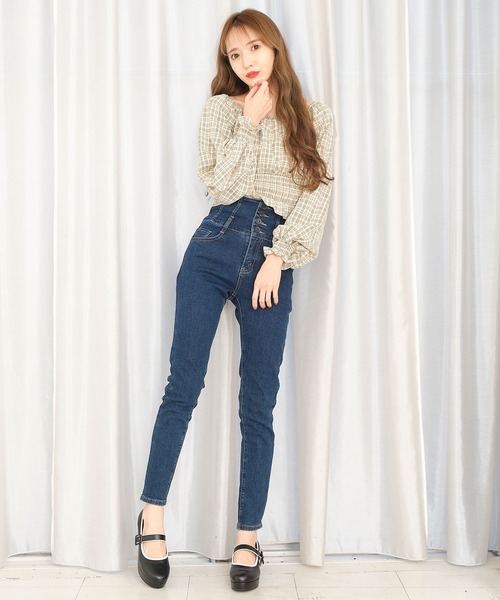 TITTY&CO.（ティティーアンドコー）の「チェックフリルトップス（シャツ/ブラウス・レディース・ブラック/ライトブルー/グリーン・FREE）」の8枚目の写真