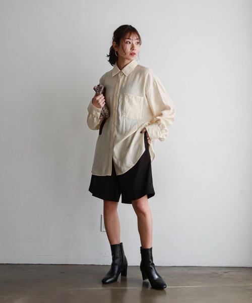 feepur(フェピュール)の「シンプルビッグオーバーシャツ(シャツ/ブラウス・レディース・ピンク/グリーン/アイボリー/グレイッシュベージュ・MEDIUM)」の12枚目の写真