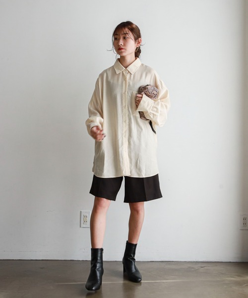 feepur(フェピュール)の「シンプルビッグオーバーシャツ(シャツ/ブラウス・レディース・ピンク/グリーン/アイボリー/グレイッシュベージュ・MEDIUM)」の13枚目の写真