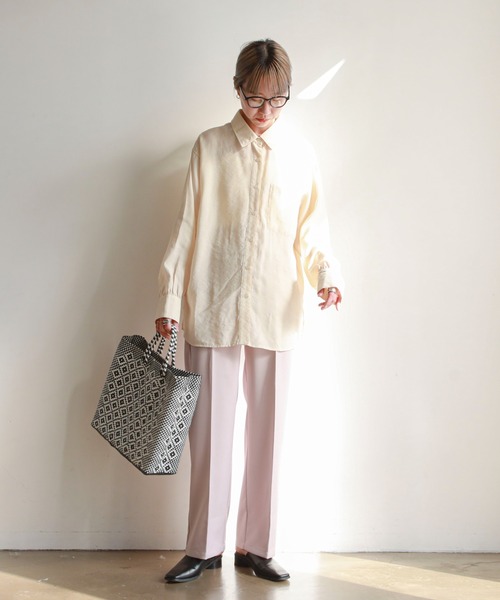 feepur(フェピュール)の「シンプルビッグオーバーシャツ(シャツ/ブラウス・レディース・ピンク/グリーン/アイボリー/グレイッシュベージュ・MEDIUM)」の15枚目の写真