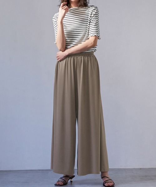 RANAN(ラナン)の「接触冷感 レディゆるシルエットワイドパンツ60丈(その他パンツ・レディース・チャコールグレー/ブラック/ブルーグリーン/ネイビー/サンドグレー/オレンジ/ライム/カーキ・LL/M/L)」の13枚目の写真