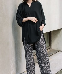 Munich | Munich(ミューニック) ストレッチジョーゼットキーネックトップス(Tシャツ/カットソー)