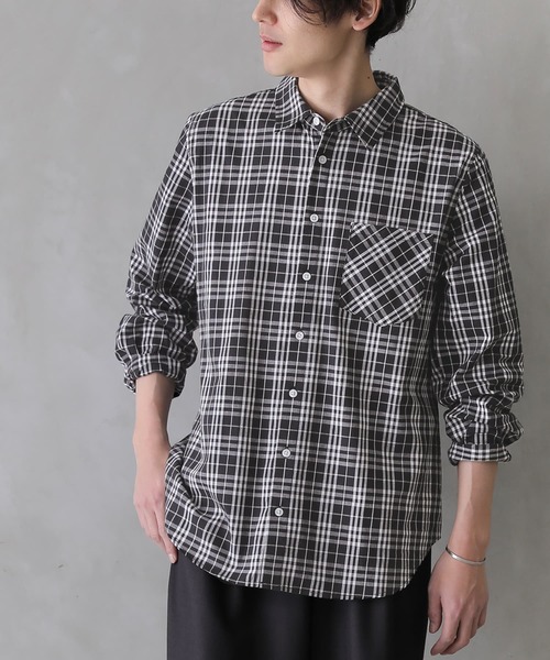 n'OrLABEL(ノアールレーベル)の「『選べる総柄シンプル長袖シャツ』(シャツ/ブラウス・メンズ・ブラック/ネイビー/チェック・2/3)」の2枚目の写真
