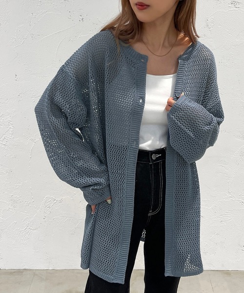 apres jour mignon（アプレジュールミニョン）の「メッシュ2WAYカーディガン【ZOZOTOWN限定アイテム】（カーディガン/ボレロ・レディース・ブラック/ピンク/オレンジ/ブルー/グリーン/アイボリー・X-LARGE/フリー）」の5枚目の写真