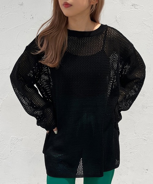 apres jour mignon（アプレジュールミニョン）の「メッシュ2WAYカーディガン【ZOZOTOWN限定アイテム】（カーディガン/ボレロ・レディース・ブラック/ピンク/オレンジ/ブルー/グリーン/アイボリー・X-LARGE/フリー）」の16枚目の写真
